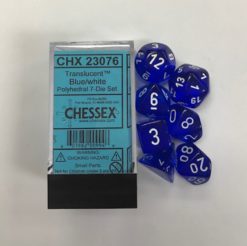 Translucent Blue/ White 7 Dice Set