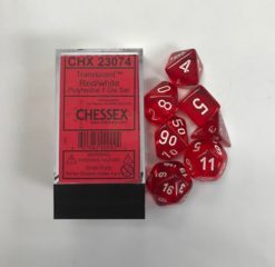 Translucent Red/ White 7 Dice Set