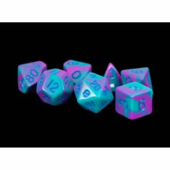 7-Die Set 16mm: Purple/Teal with Blue Numbers