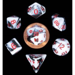 7 Count Mini Dice Poly Set: Marble/ Red