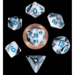 7 Count Mini Dice Poly Set: Marble/ Blue