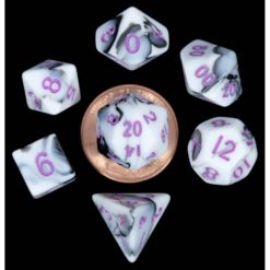 7 Count Mini Dice Poly Set: Marble/ Purple