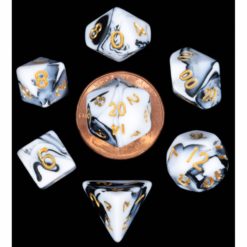 7 Count Mini Dice Poly Set: Marble/ Gold