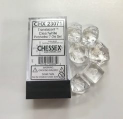 Translucent Clear/ White 7 Dice Set