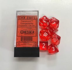 Translucent Orange/ White 7 Dice Set