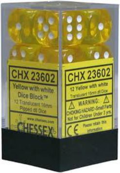Translucent: 16mm D6 Yellow/White (12)