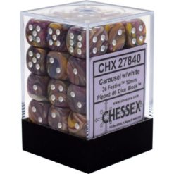 12mm D6 Dice Festive Carousel  w/White