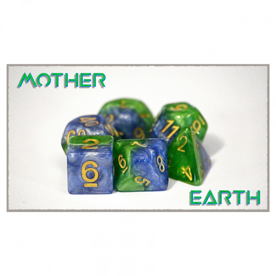 Halfsies Dice: 7 Die Polyhedral Set - Mother Earth