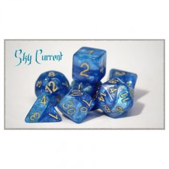 Halfsies Dice: 7 Die Polyhedral Set - Sky Current