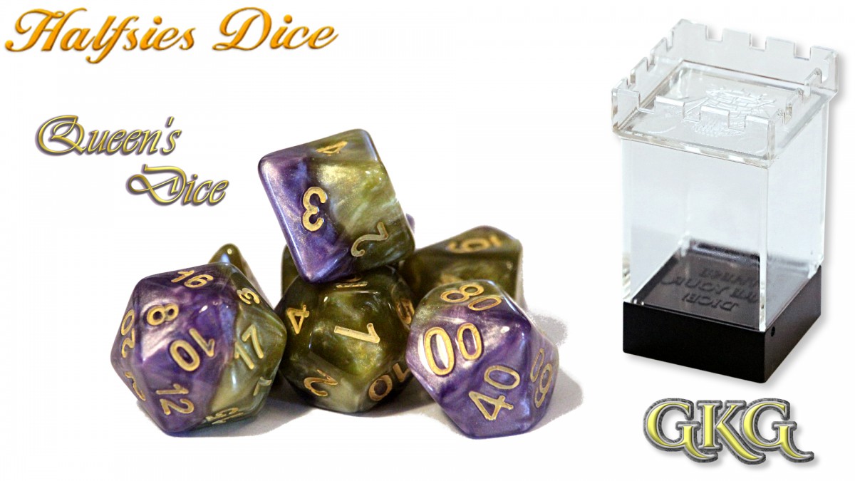 Halfsies Dice: 7 Die Polyhedral Set - Queen's Dice