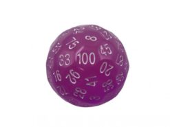 Single 100 Sided Polyhedral Dice (D100) Translucent and Glow (45mm)
