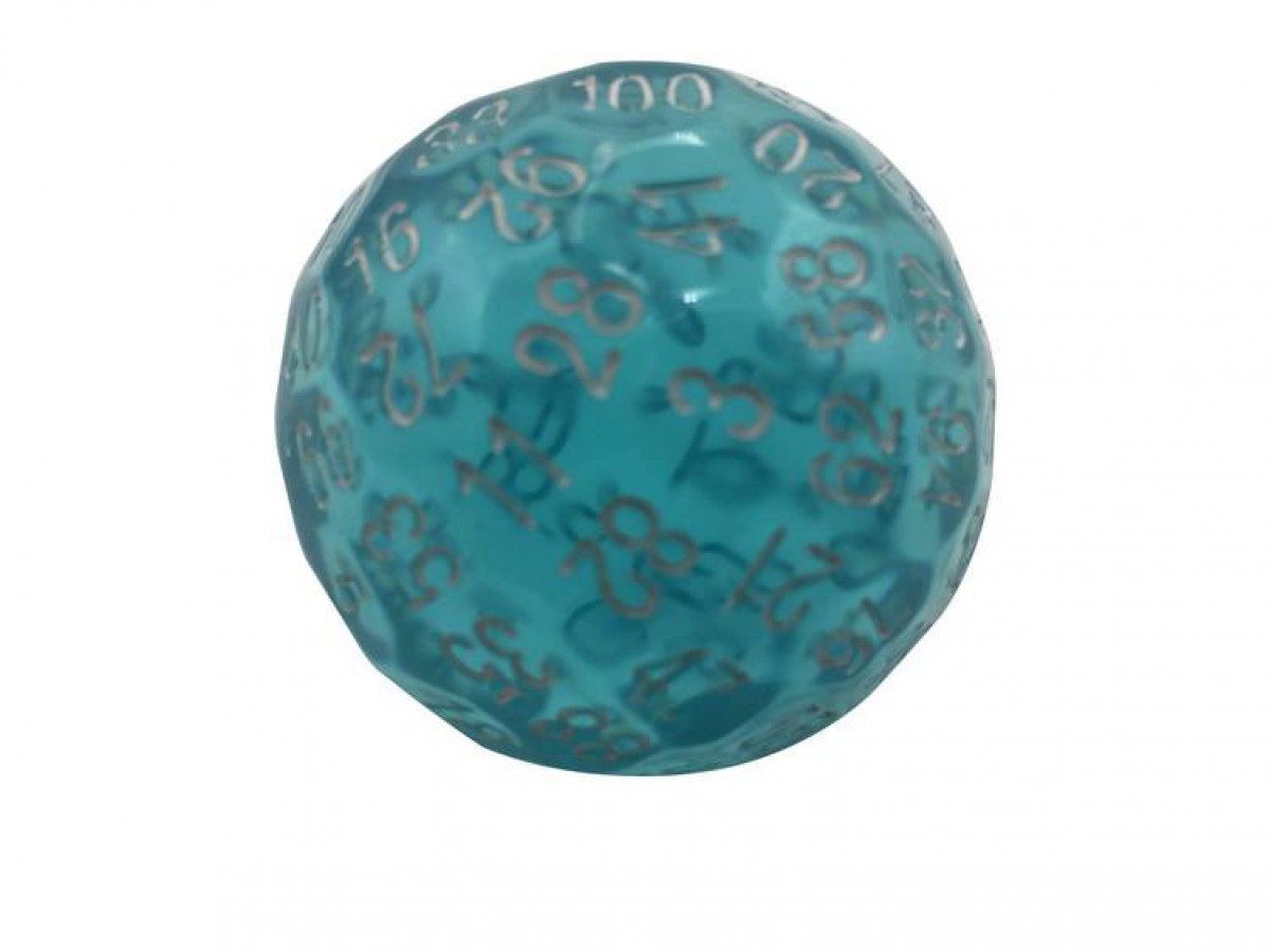 Single 100 Sided Polyhedral Dice (D100) Translucent and Glow (45mm) - Image 3
