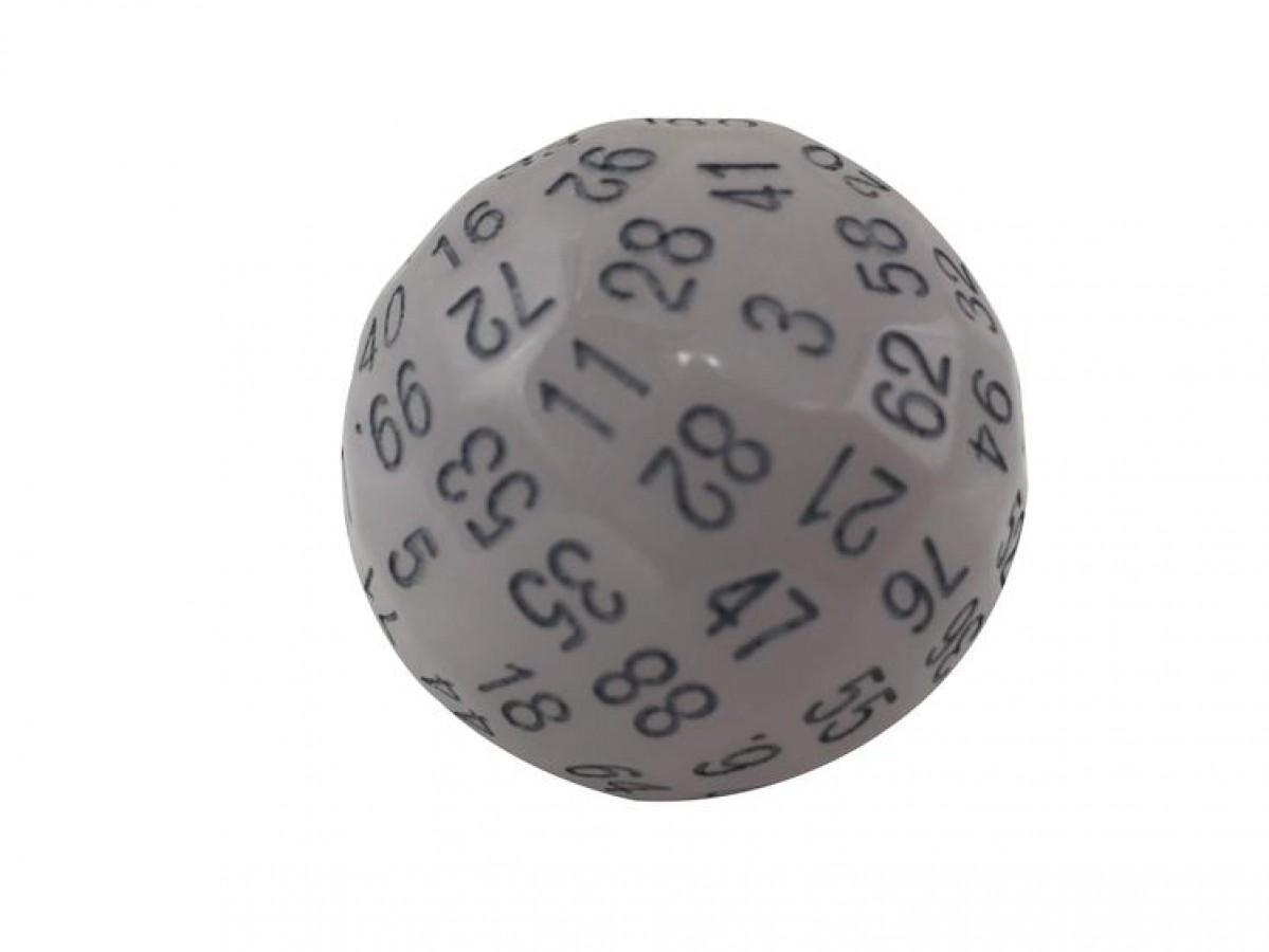Single 100 Sided Polyhedral Dice (D100) Translucent and Glow (45mm) - Image 4