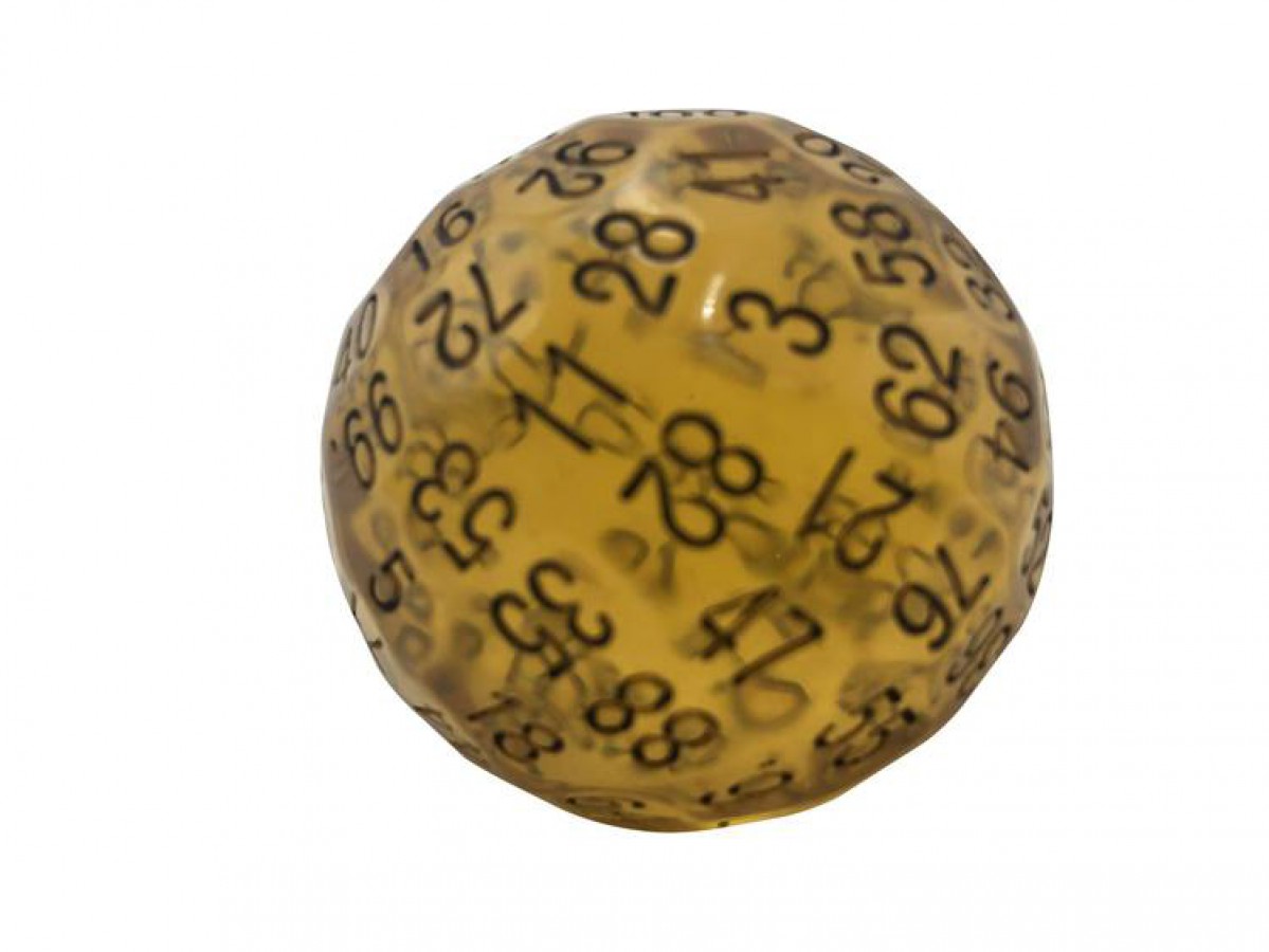 Single 100 Sided Polyhedral Dice (D100) Translucent and Glow (45mm) - Image 5