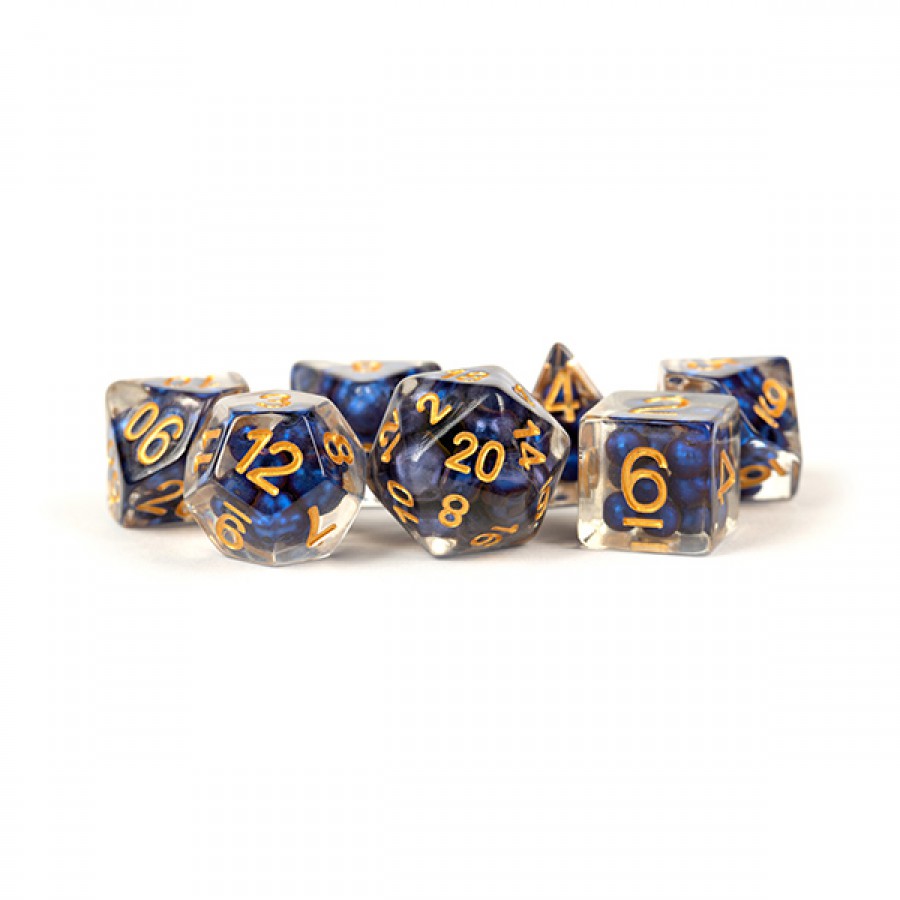 7-Die Set 16mm Resin Pearl: Royal Blue w/ Gold Numbers