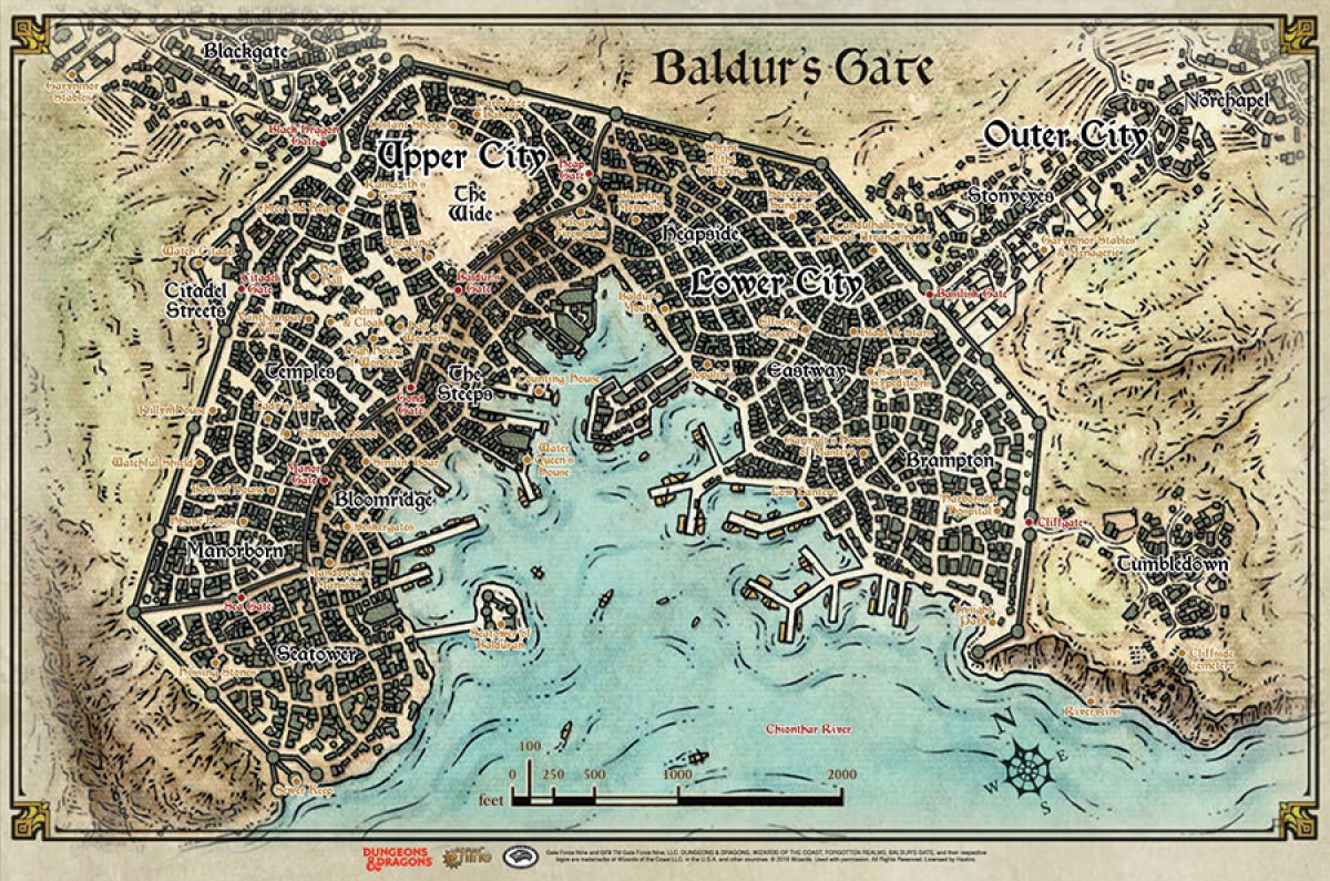 Dungeons and Dragons RPG: Baldur`s Gate - Descent into Avernus - Baldur`s Gate Map