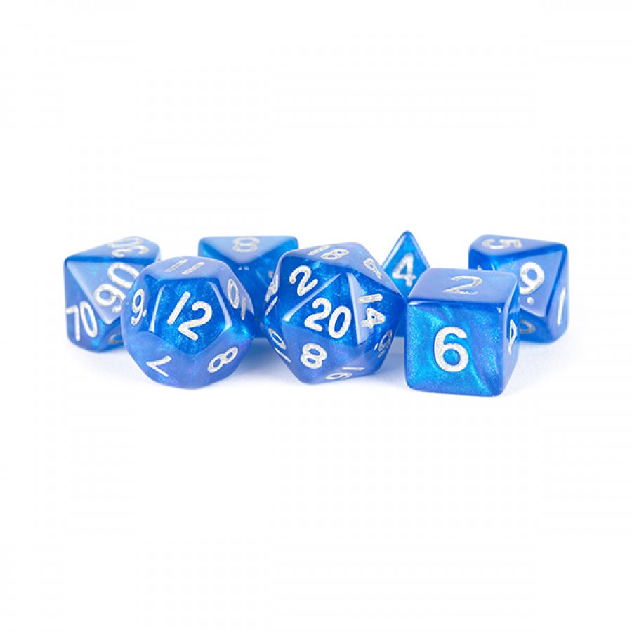 7-Die Set 16mm Stardust: Blue w/ Silver Numbers