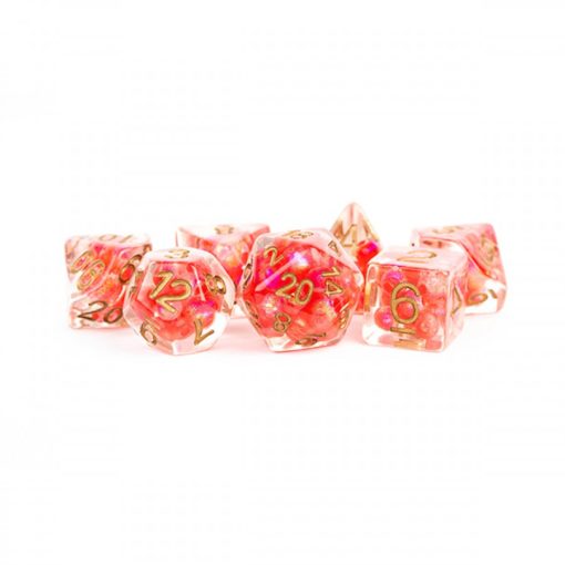 7-Die Set 16mm Resin Pearl: Red w/ Copper Numbers