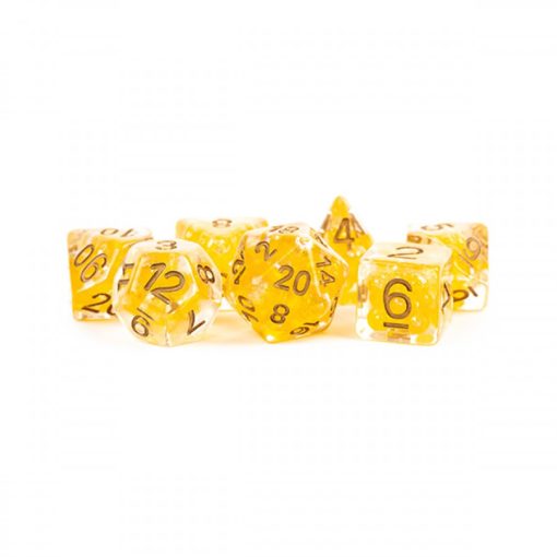 7-Die Set 16mm Resin Pearl: Citrine w/ Copper Numbers