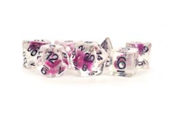 7-Die Set 16mm: Baby's Breath Pink Flowers Clear w/ Purple Numbers