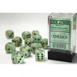 Chessex 12 D6 Marble-Green/Dark Green16mm