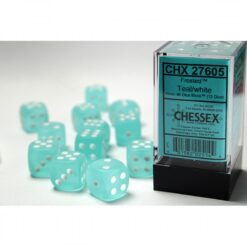 Chessex 12 D6 Frosted-Teal/White16mm