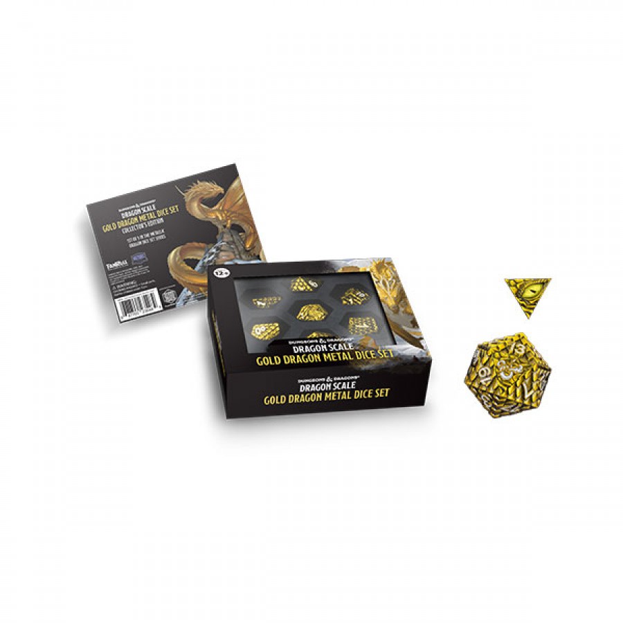 7-Die Set D&D Dragon Scale: Metal- Gold