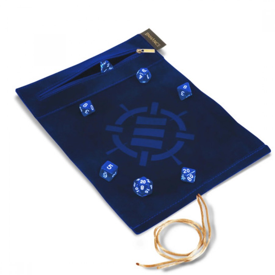 Enhance: Tabletop Roll on a Scroll Dice Case and 7pc Acrylic Dice Set - Blue
