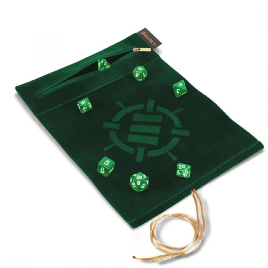 Enhance: Tabletop Roll on a Scroll Dice Case and 7pc Acrylic Dice Set - Green