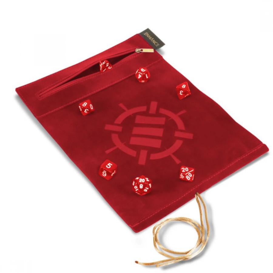 Enhance: Tabletop Roll on a Scroll Dice Case and 7pc Acrylic Dice Set - Red